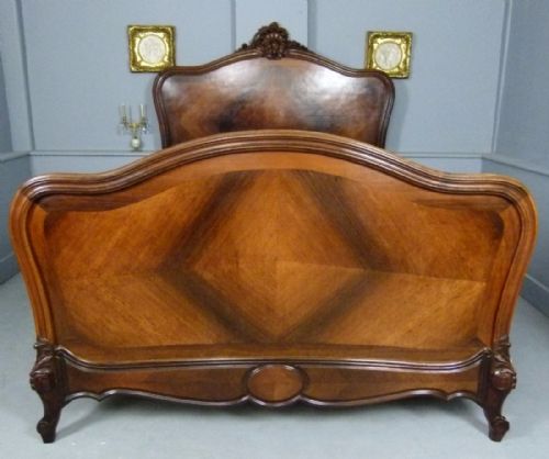 19thc French Rococo Louis Xv Mahogany Double Bed