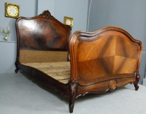 fig 1. 19thc French Rococo Louis XV Mahogany Double Bed