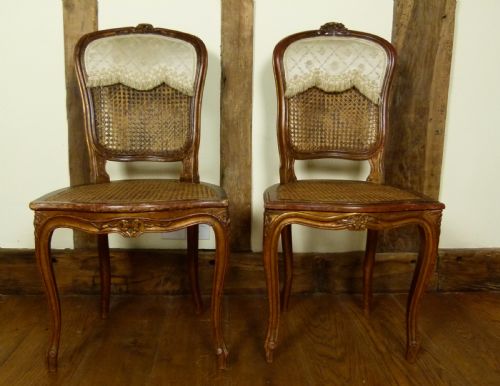 fig 1. Pretty Pair Of French Louis XV Caned Chairs Original Paint