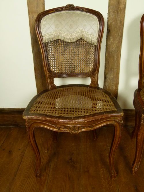 fig 2. Pretty Pair Of French Louis XV Caned Chairs Original Paint