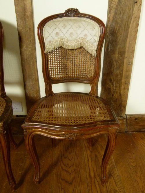 fig 3. Pretty Pair Of French Louis XV Caned Chairs Original Paint