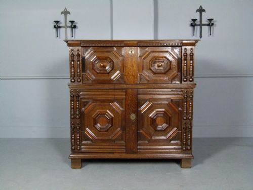 Rare 17th Century Jacobean Two Part Oak Chest of Drawers