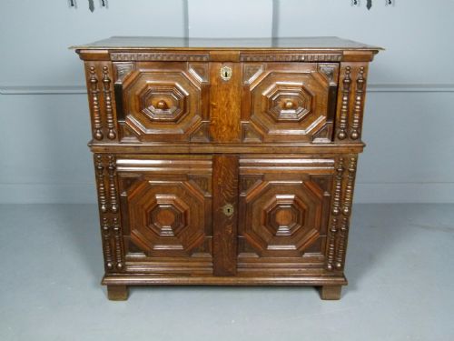fig 2. Rare 17th Century Jacobean Two Part Oak Chest Of Drawers