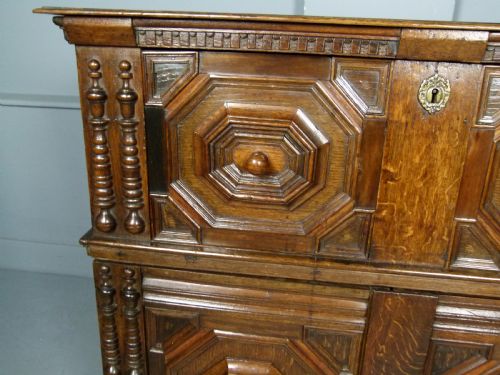fig 3. Rare 17th Century Jacobean Two Part Oak Chest Of Drawers
