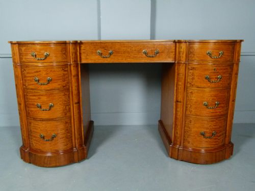 Stunning Edwardian Art Nouveau Satinwood Pedestal Desk
