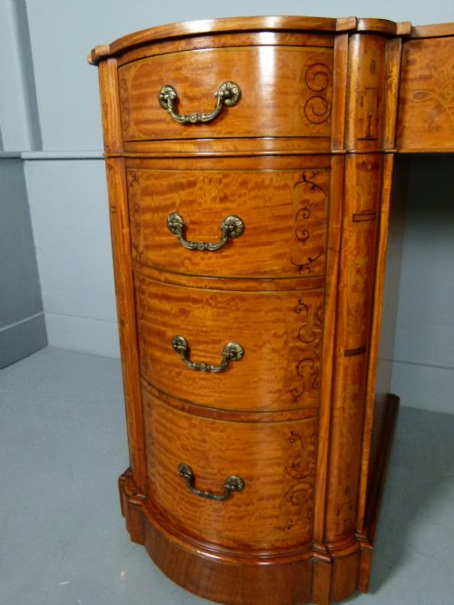 fig 2. Stunning Edwardian Art Nouveau Satinwood Pedestal Desk
