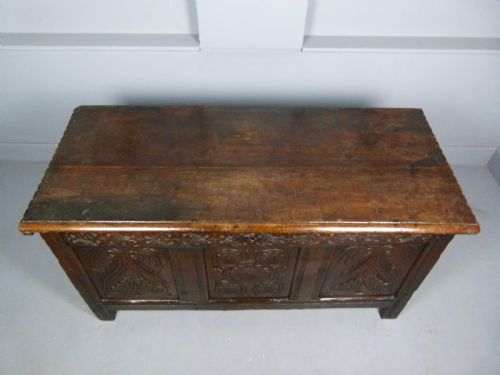 fig 2. 17th Century Carved Oak Coffer Chest