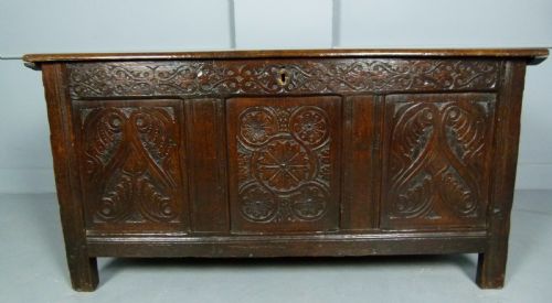 fig 3. 17th Century Carved Oak Coffer Chest