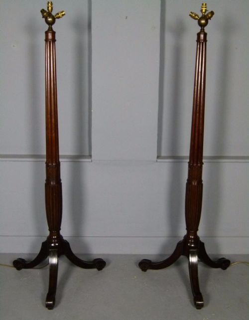 fig 1. Elegant Pair Of Victorian Mahogany Standard Lamps