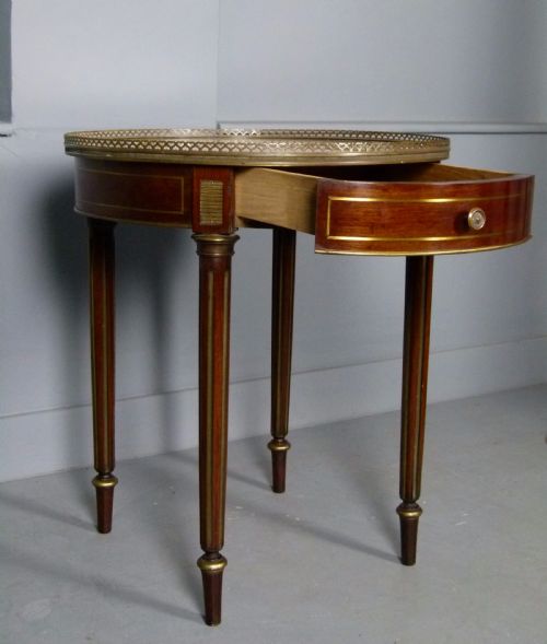 fig 1. Elegant Walnut & Parcel-Gilt Marble Top Side Table Dated 1906