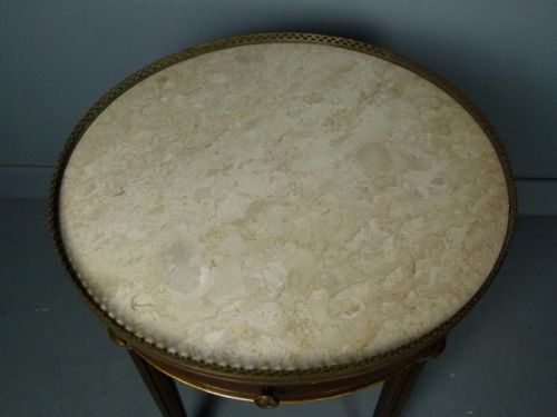 fig 4. Elegant Walnut & Parcel-Gilt Marble Top Side Table Dated 1906