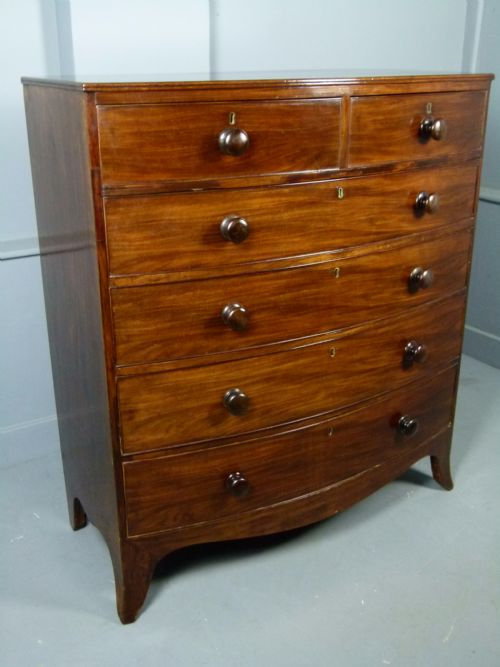 fig 1. Early Victorian Mahogany Bow-Front Chest Of Drawers