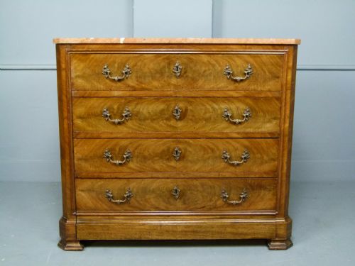 Pretty French Figured Walnut Commode Chest of Drawers
