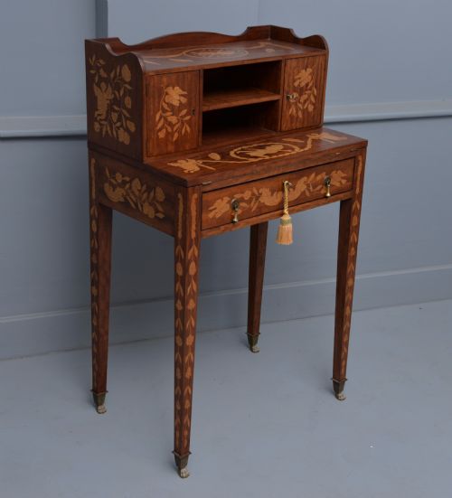 Delightful Mahogany & Marquetry Bonheur Du Jour / Ladies Writing Desk