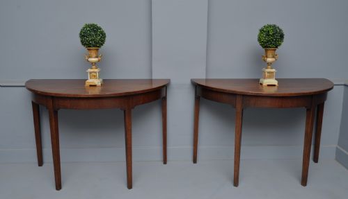 fig 1. Pair Of Georgian Mahogany Demi-Lune Console Tables