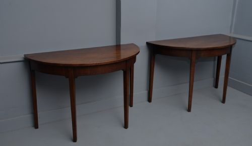fig 3. Pair Of Georgian Mahogany Demi-Lune Console Tables