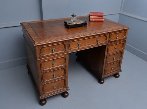 fig 2. Jacobean Revival Oak Pedestal Desk c1910