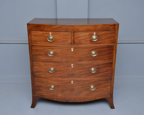 fig 1. Elegant Regency Caddy-Top Bow-Front Mahogany Chest Of Drawers