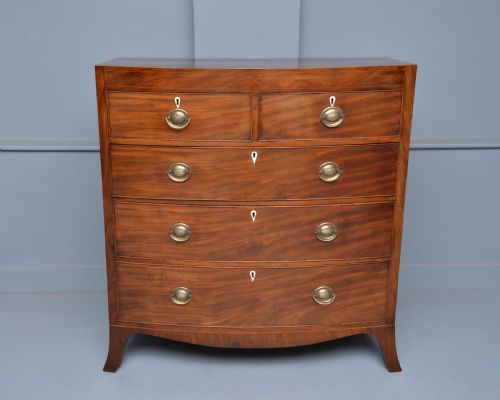fig 2. Elegant Regency Caddy-Top Bow-Front Mahogany Chest Of Drawers