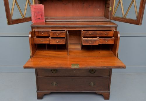 fig 4. Quality George III Mahogany Bookcase Secretaire Desk