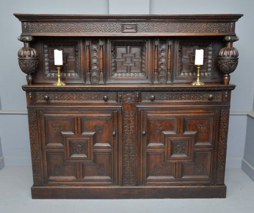 Imposing Profusely Carved Oak Court Cupboard
