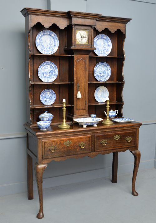 Delightful & Rare Victorian Oak Clock Dresser