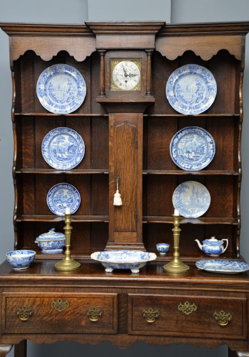 fig 3. Delightful & Rare Victorian Oak Clock Dresser
