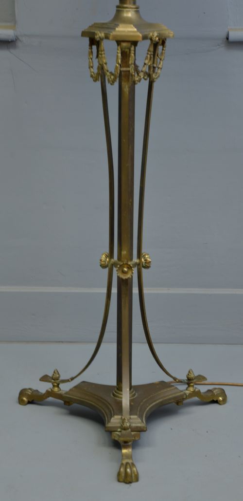 ELEGANT EDWARDIAN BRASS STANDARD LAMP - ADDITIONAL PHOTO 4