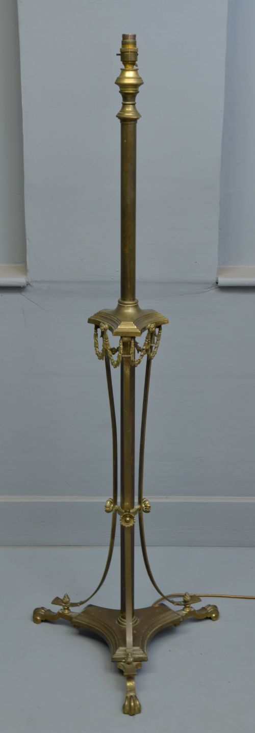 ELEGANT EDWARDIAN BRASS STANDARD LAMP - ADDITIONAL PHOTO 8
