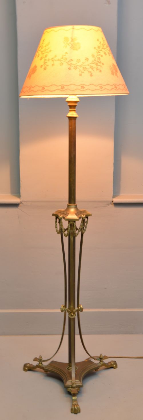 ELEGANT EDWARDIAN BRASS STANDARD LAMP - ADDITIONAL PHOTO 10