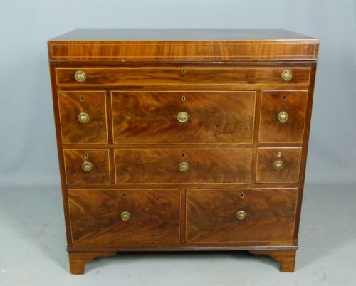 fig 1. Sheraton Period Gentleman`s Mahogany Dressing Chest Of Drawers