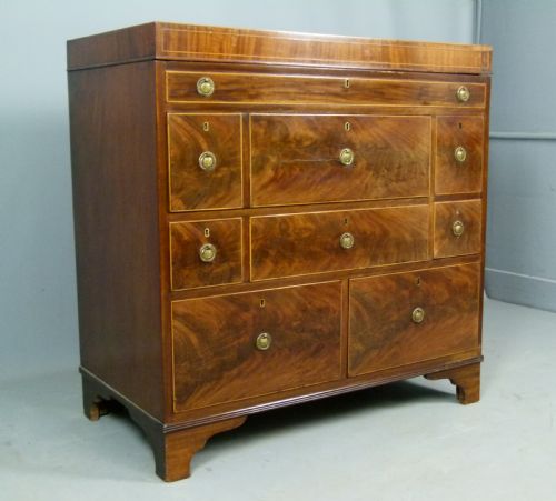 fig 3. Sheraton Period Gentleman`s Mahogany Dressing Chest Of Drawers