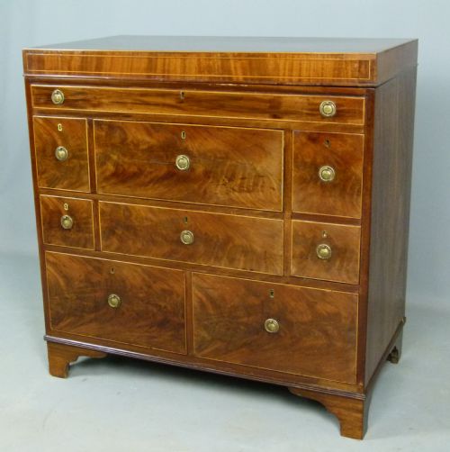 fig 4. Sheraton Period Gentleman`s Mahogany Dressing Chest Of Drawers