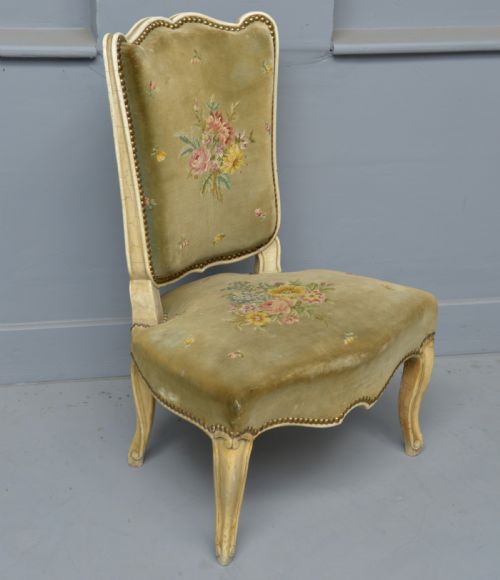 fig 1. Pretty French Painted Needlepoint Bedroom Chair