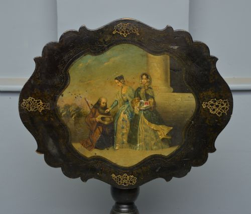 fig 1. Delightful French Ebonised Tilt-Top Table Original Oil Painting