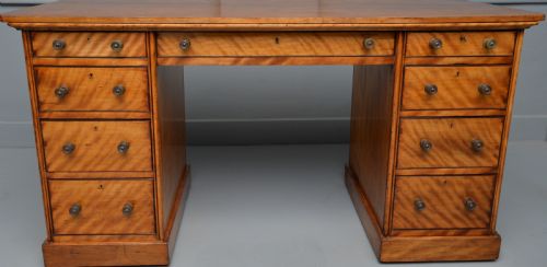 fig 1. Victorian Satinwood Pedestal Desk