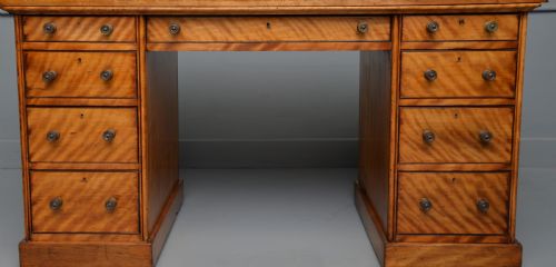 fig 3. Victorian Satinwood Pedestal Desk