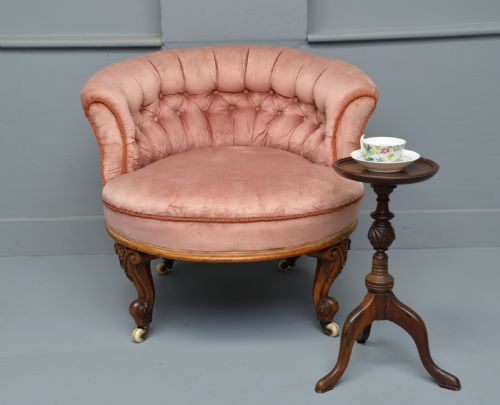 fig 1. Charming Victorian Button-Back Tub Bedroom Or Side Chair