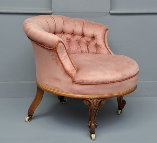 fig 2. Charming Victorian Button-Back Tub Bedroom Or Side Chair