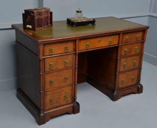 fig 2. Charming Victorian Solid Mahogany Pedestal Desk