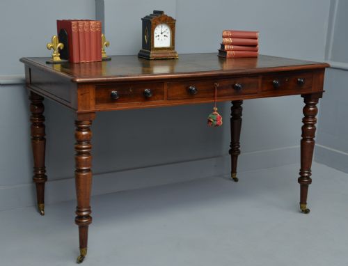 Handsome Early Victorian Mahogany Library Writing Table / Desk