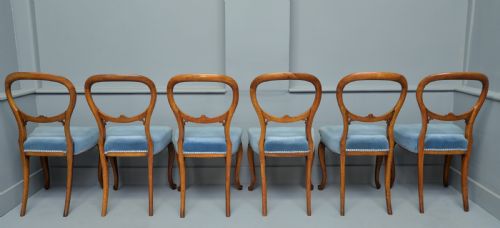 fig 4. Victorian Set Of Six Walnut Balloon Back Dining Chairs