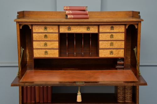 fig 1. Victorian Oak Secretaire Bookcase-Superb Interior