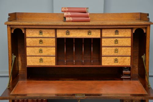 fig 2. Victorian Oak Secretaire Bookcase-Superb Interior
