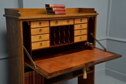 fig 3. Victorian Oak Secretaire Bookcase-Superb Interior