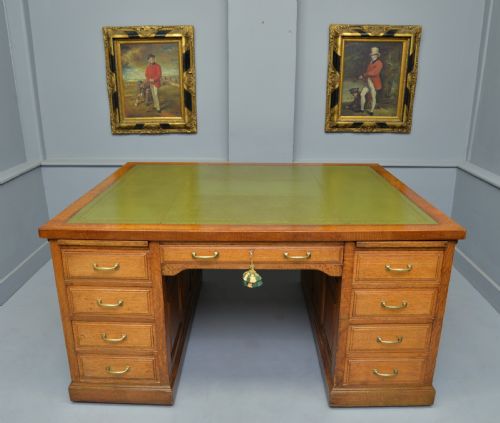 fig 1. Edwardian Light Oak Large Partners Pedestal Desk