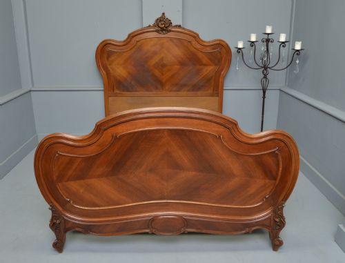 fig 1. 19thc French Rococo Louis XV Walnut Double Bed
