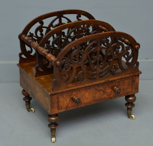Victorian Burr-walnut Canterbury Magazine Stand / Rack