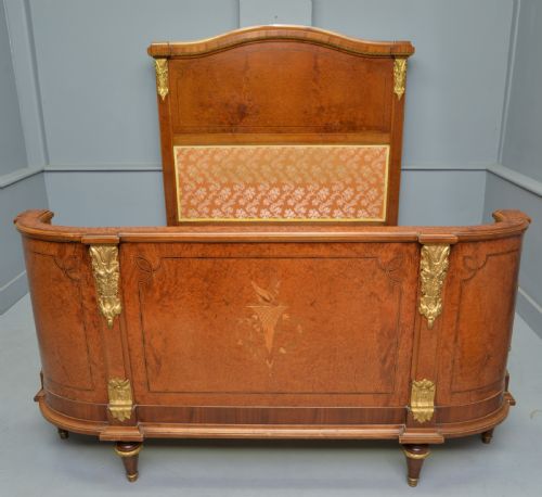 Elegant French Empire Style Burr-walnut King-size Bed