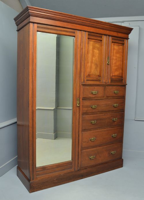 Edwardian Mahogany Compactum Wardrobe-w. J. Mansell, London